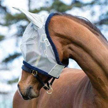 Horseware; AMIGO Fine Mesh Fly Mask with Ears - silber/navy