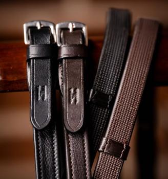 Preview: Horseware; Leder - Gummizügel mit Stegen - braun