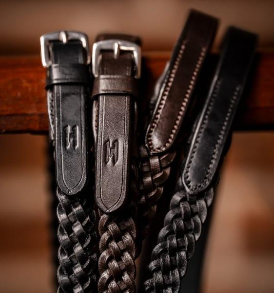 Horseware; Geflochtene Lederzügel - schwarz