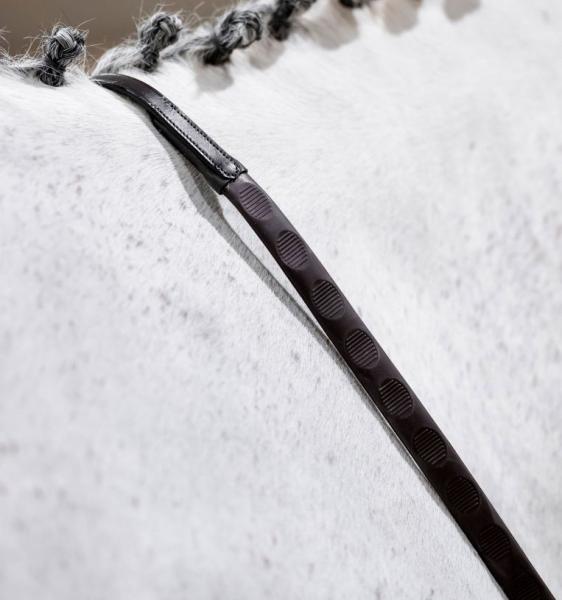 Horseware; Gummizügel mit Daumenmulden - braun